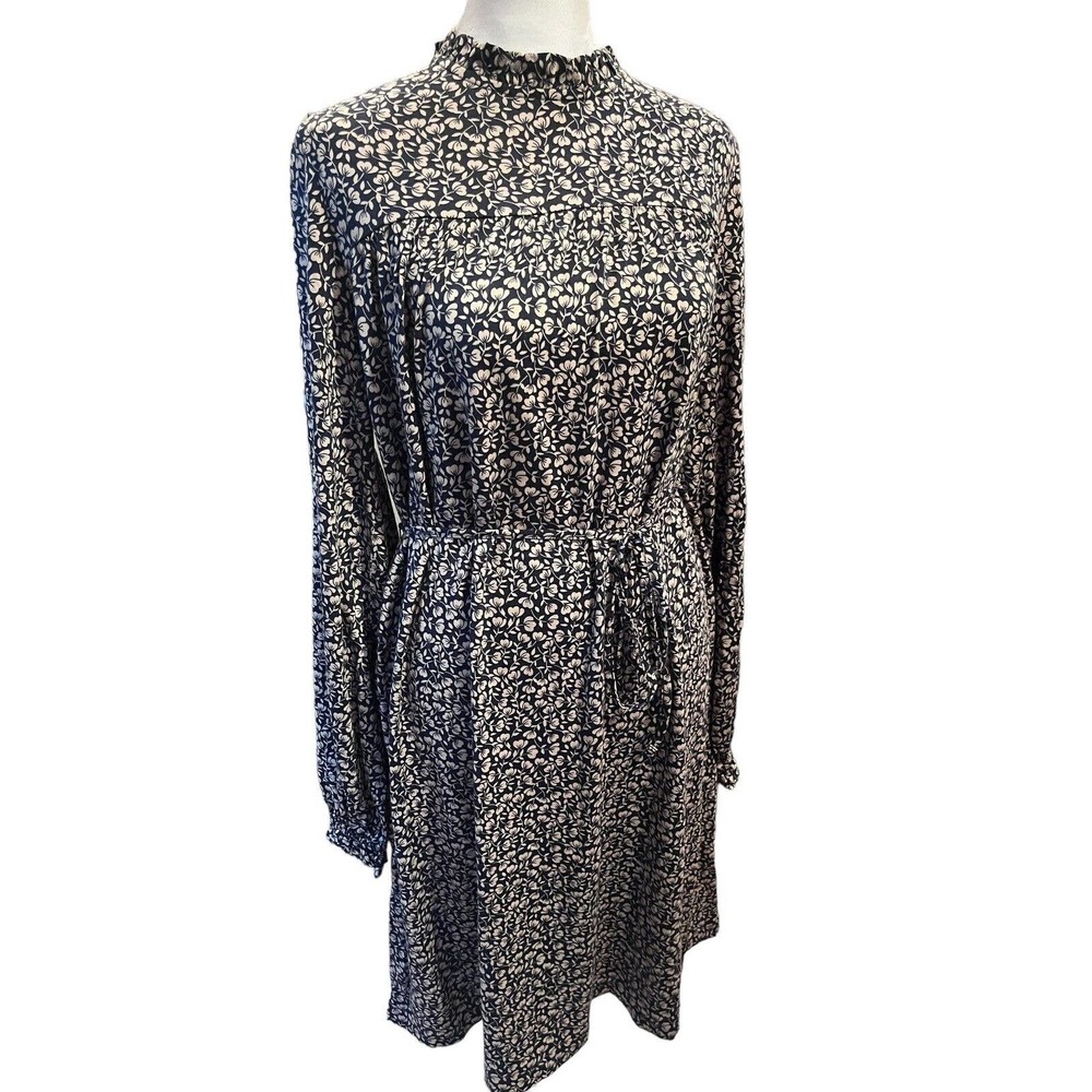Boden women’s Easy Yoke Mini Jersey Dress Navy Cream Floral Size 10L